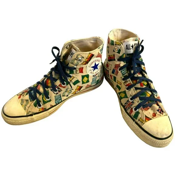 Vintage Converse Chuck Taylor RARE Flags "All Nations" Unisex Womens 8 Mens 6 - Picture 10 of 10